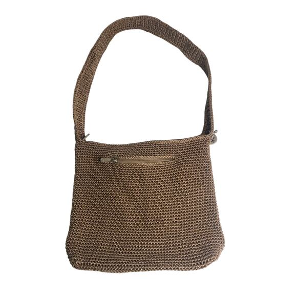 The Sak Tan Woven Crochet Purse Shoulder Bag EUC Brown Boho Handbag - Picture 1 of 9